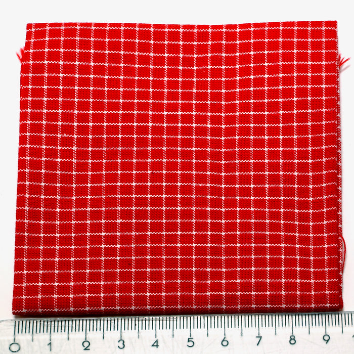 Fabric, small check, red and white, 25 x 27 cm