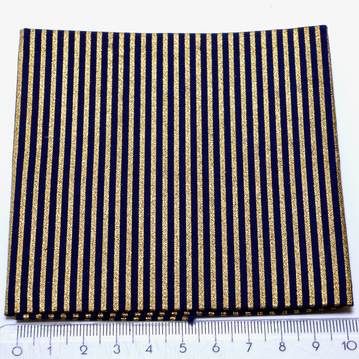 Fabric, gold stripe, dark blue, 26 x 29 cm