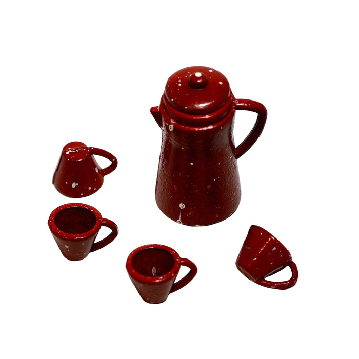 Miniatyyrikannu ja 4 mukia.