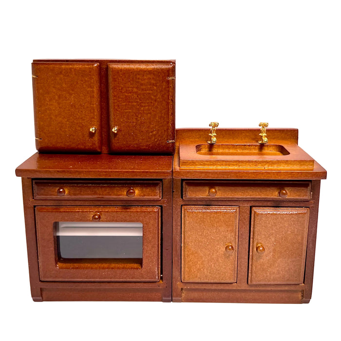 Ruskea keittiö nukkekotiin.