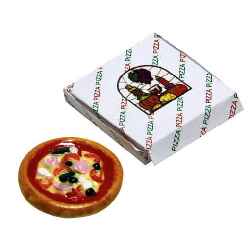 Miniatyyripizza ja laatikko.