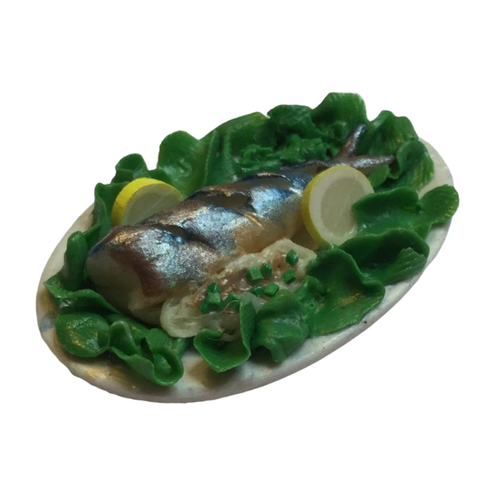 Serving fish on a porcelain plate