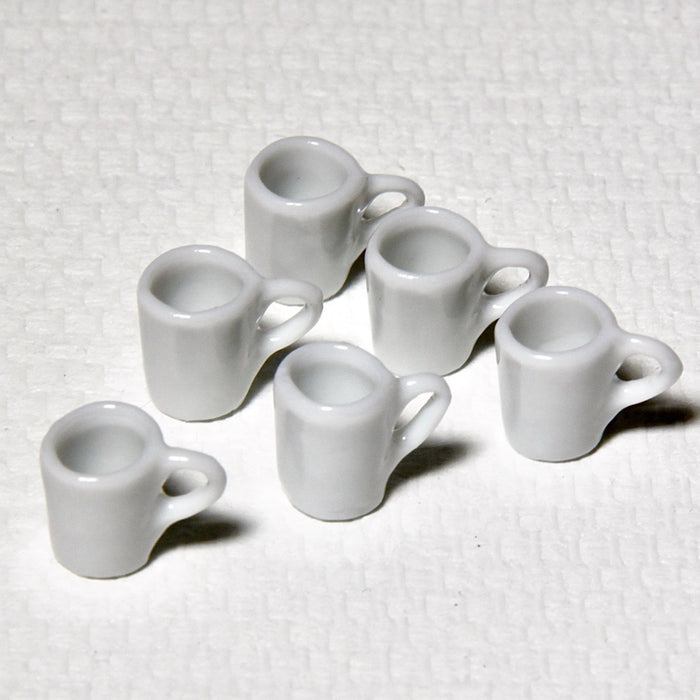 Mug, 6 pcs., white, porcelain