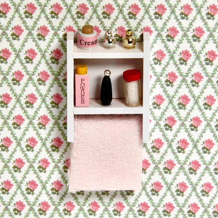 Bathroom shelf with accessories