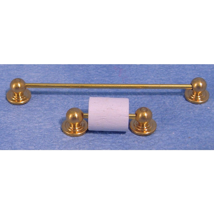 Toilet paper holder and towel bar, brass