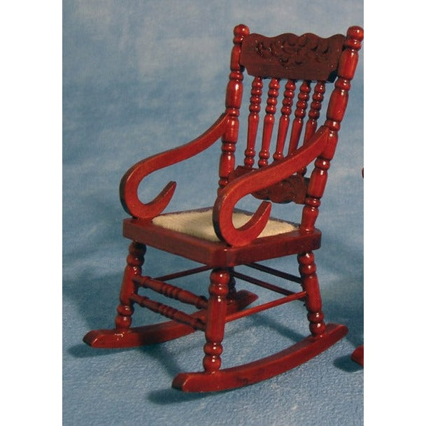 Rocking chair with braided seat, mahogany