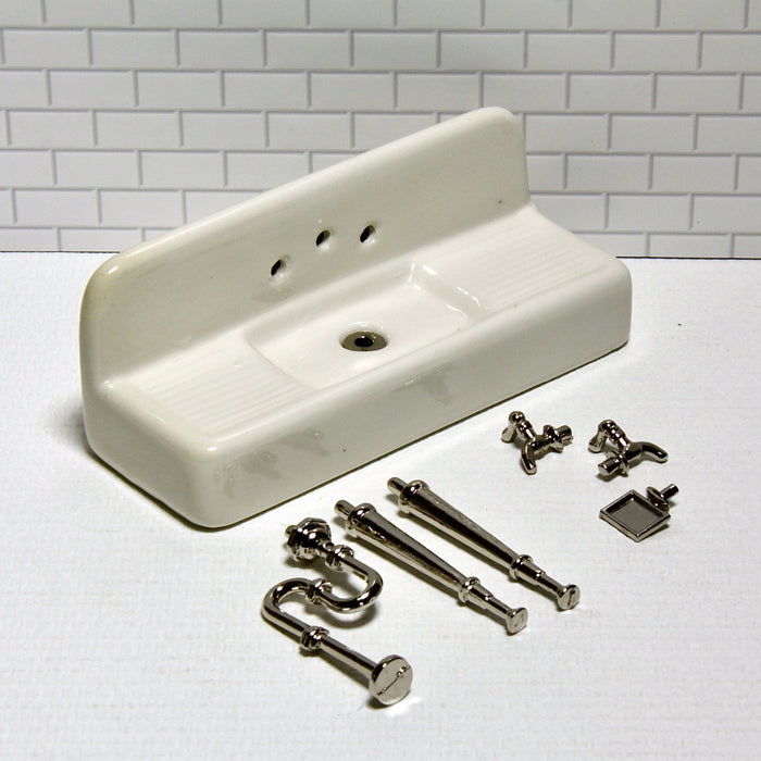 Sink, porcelain, assembling parts