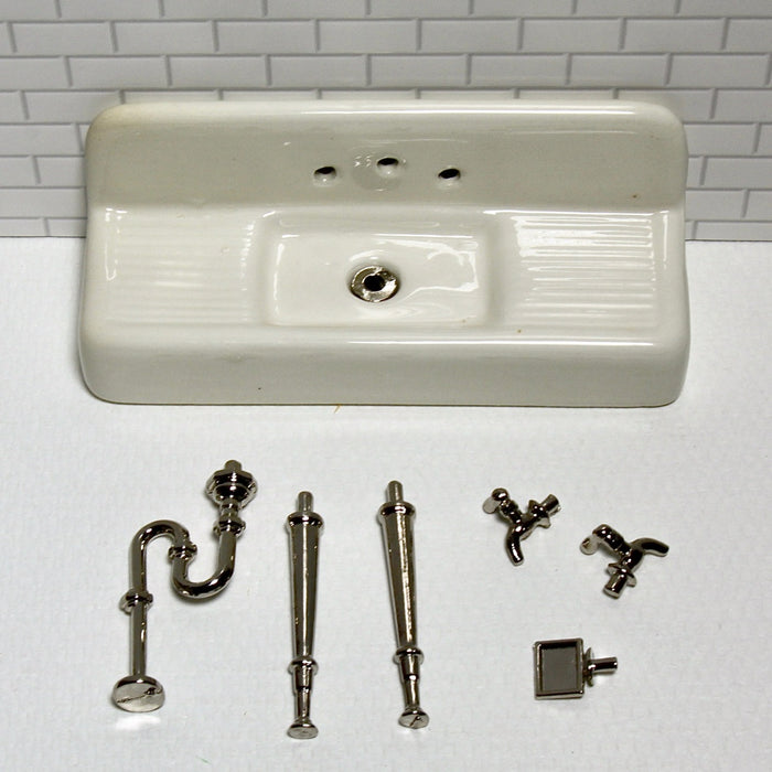 Sink, porcelain, assembling parts