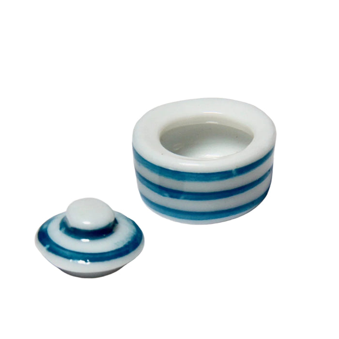 Låg porslinsburk, Cornishware blå och vit rand, 1 st