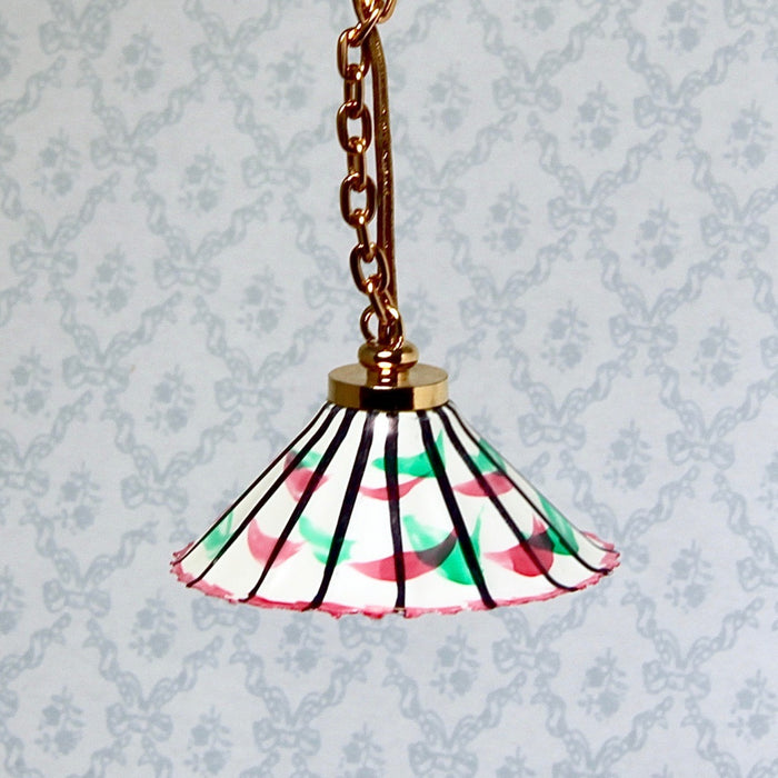 Ceiling lamp, pink &amp; green, patterned, 12V