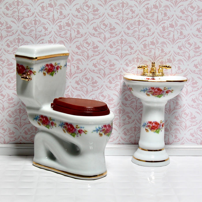 Bathroom furniture, Dresden Rose, porcelain, 3 parts