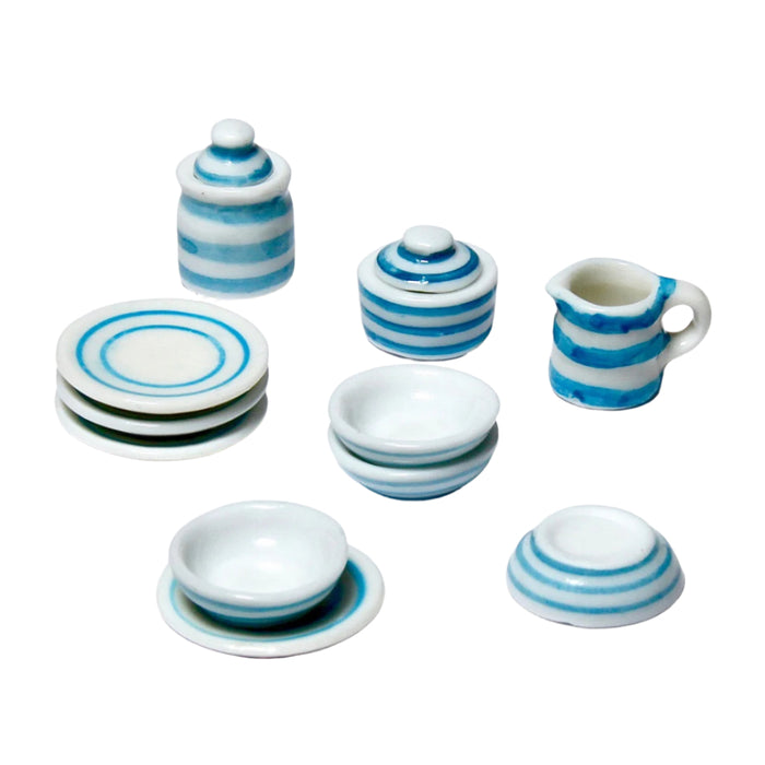Låg porslinsburk, Cornishware blå och vit rand, 1 st
