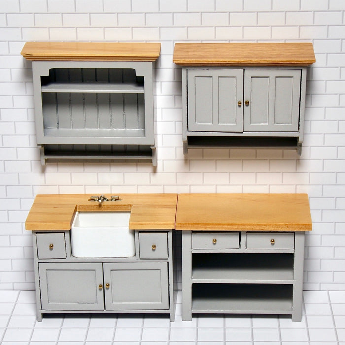 Wall cabinet, gray and wood color