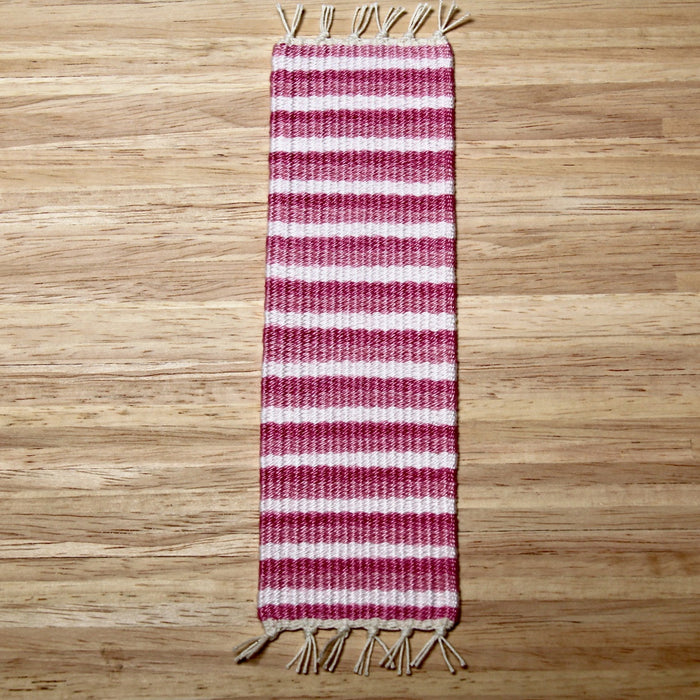 Rag rug, pink striped, 5.5 x 20 cm