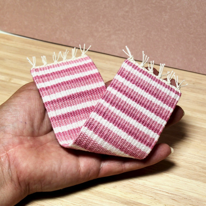 Rag rug, pink striped, 5.5 x 20 cm