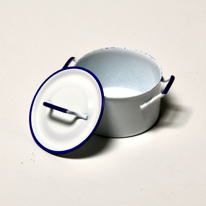 Pot, enamel, blue-white