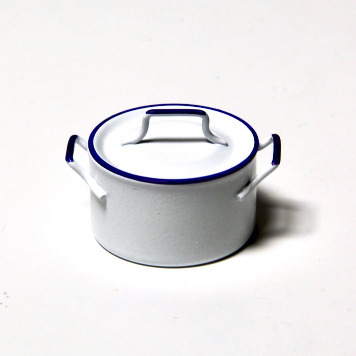 Pot, enamel, blue-white