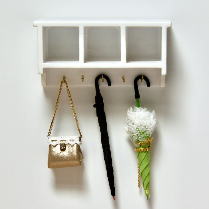 Coat rack and shelf compartments, white