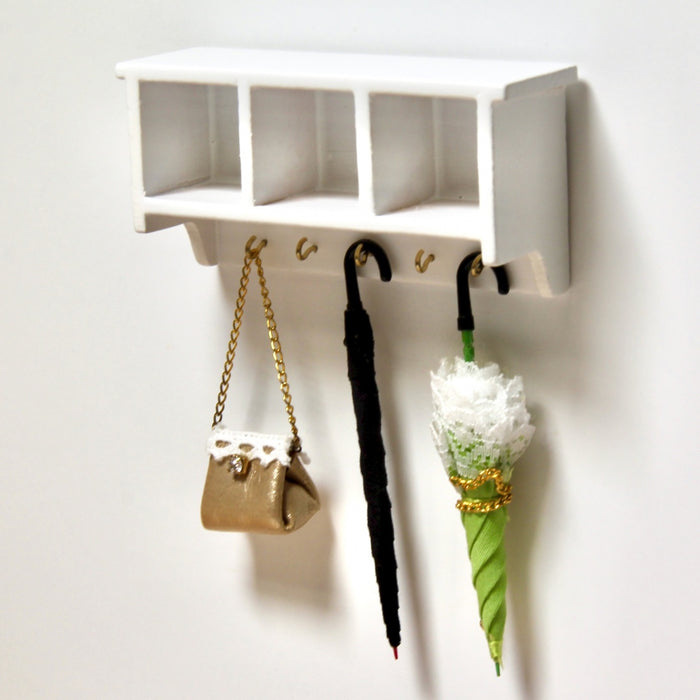 Coat rack and shelf compartments, white