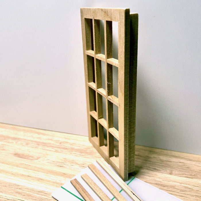 Window, 12 panes, approx. 7 x 13.2 cm, made of wood