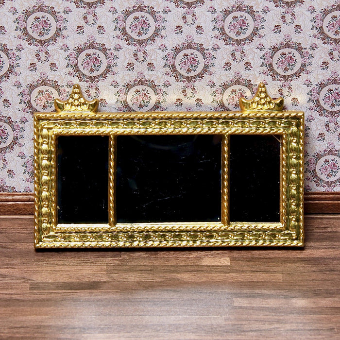 Mirror, three-part, gold frame