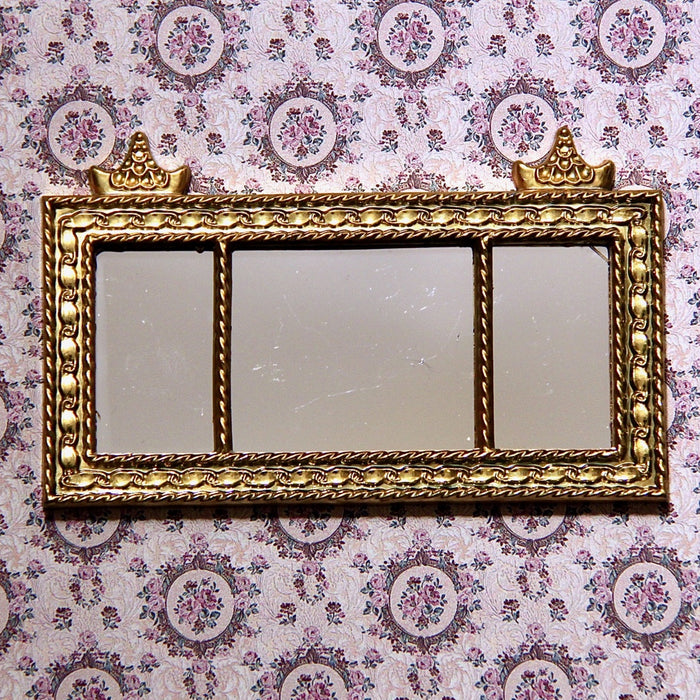 Mirror, three-part, gold frame