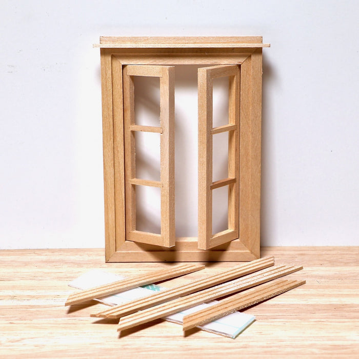 Window, 6-pane, opening, 9.3 x 13.5 cm, made of wood