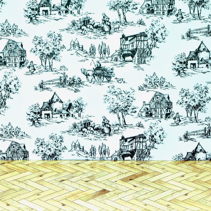 Toile de jouy tapetti nukkekotiin 