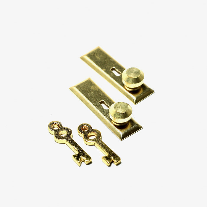 Door lock plate, smooth surface and key, 2 pcs