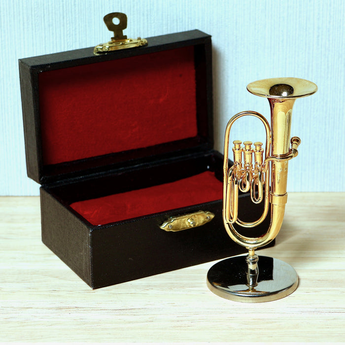 Baritone horn, stand and case