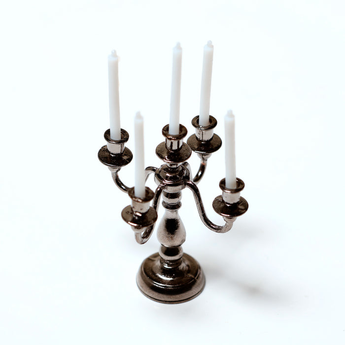 Candlestick, 5-branch, dark silver