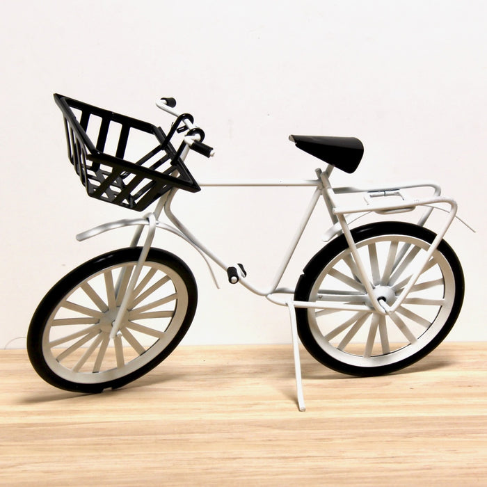 Bicycle, white, with basket