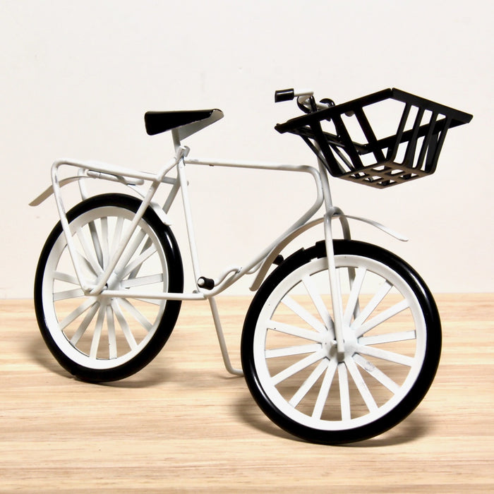 Bicycle, white, with basket