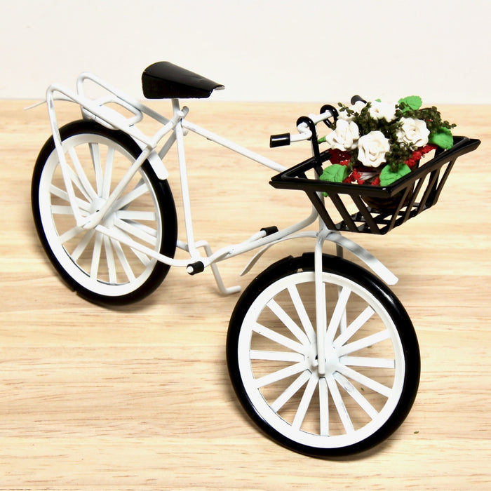 Bicycle, white, with basket