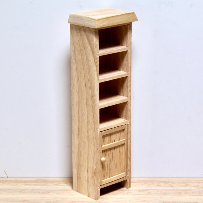 Shelf, narrow and tall, made of wood