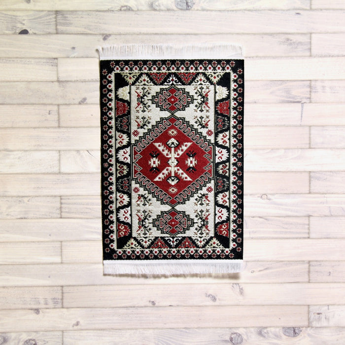 Carpet, red-black-white, 10 x 15 cm