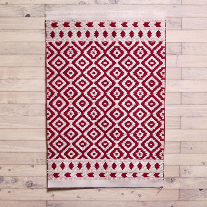 Carpet, red-white kelim, 15x23 cm