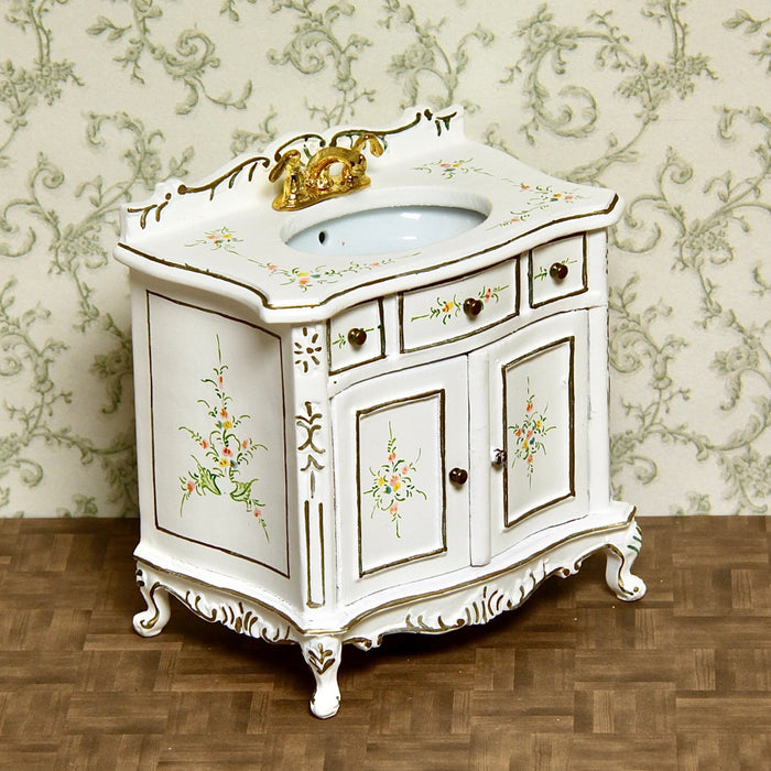 Washbasin/cabinet, hand-decoratively painted, quality furniture