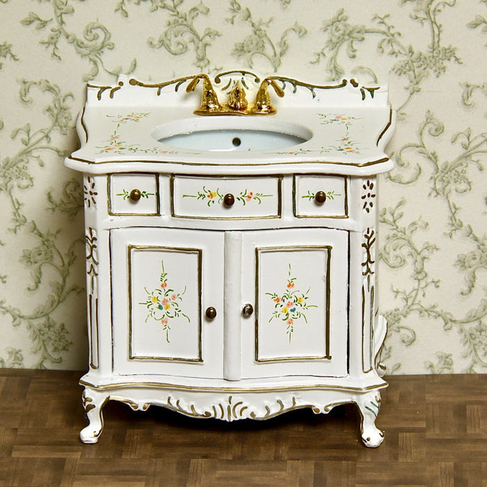 Washbasin/cabinet, hand-decoratively painted, quality furniture