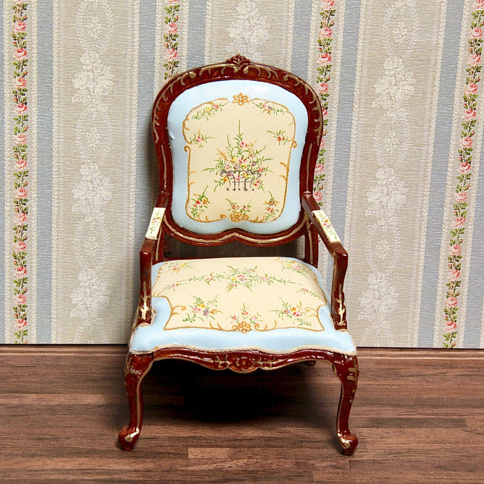 Armchair, hand painted, walnut/gold, quality furniture