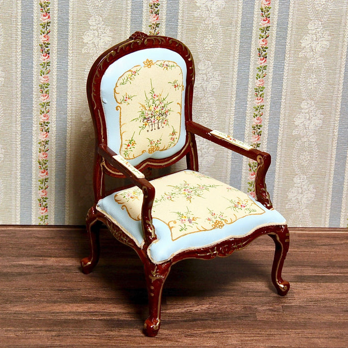 Armchair, hand painted, walnut/gold, quality furniture