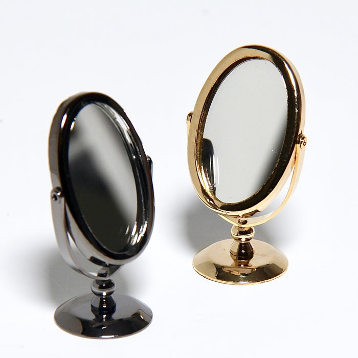 Table mirror, oval swivel, brass