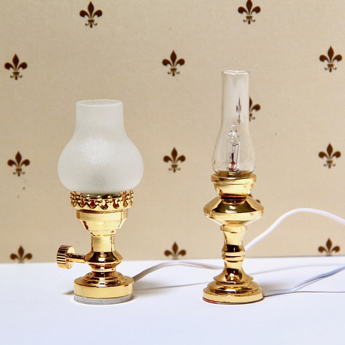 Table lamp, oil lamp, brass 12V