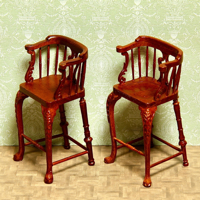 Pub bar stool, shaped seat, walnut