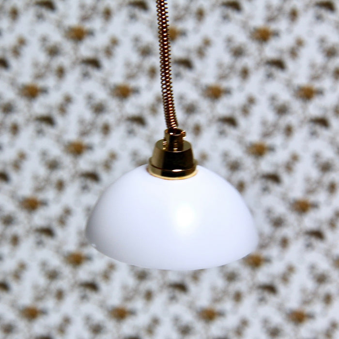 Ceiling lamp, white dome, brass frame, 12V