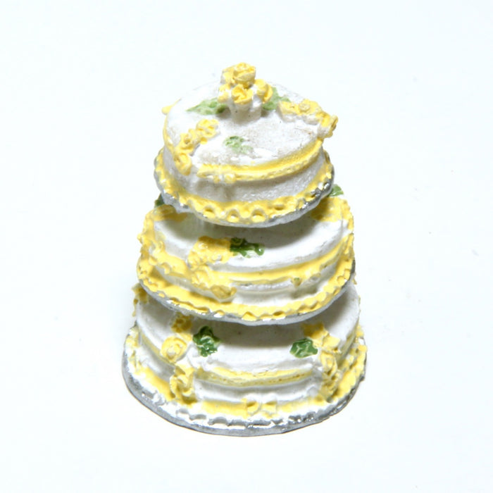 Layer cake, wedding cake, with yellow decorations