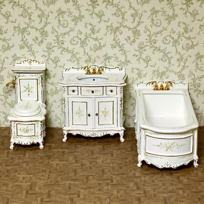 Washbasin/cabinet, hand-decoratively painted, quality furniture