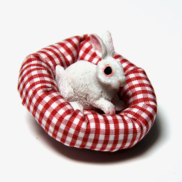 Cat or rabbit bed, soft, red and white