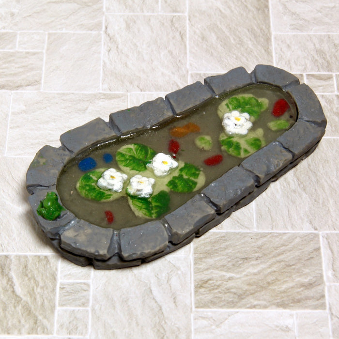 Garden pool and water lilies, resin