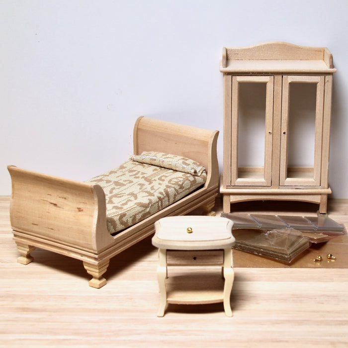 Bedroom furniture, 3 parts, finished in wood